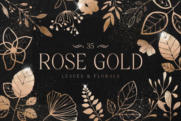 Download Rose Gold Leaves Florals Foil Elements - Men Collection