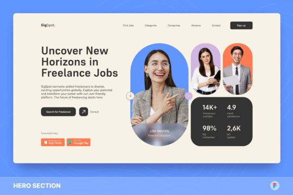 Download GigSpot - Freelance Board Hero Section - Premium Resources
