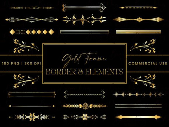 Download Gold Frame Border and Elements Clipart - Men Collection